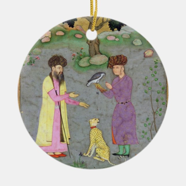 Falconer with companion and pet cheetah, from the ceramic ornament (Front)