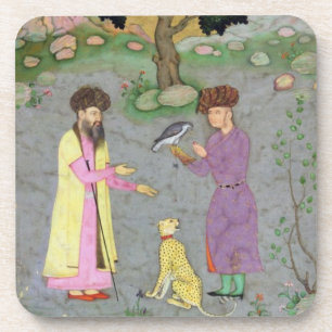 Falconer with companion and pet cheetah, from the coaster