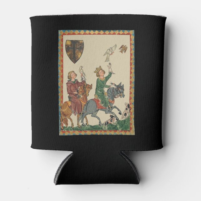 Falconry, 14th Century Codex Manesse Can Cooler (Front)