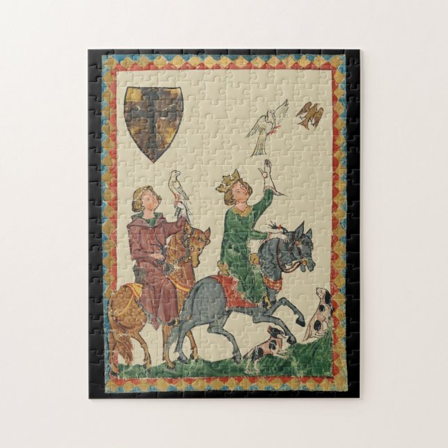 Falconry, 14th Century Codex Manesse Jigsaw Puzzle (Vertical)