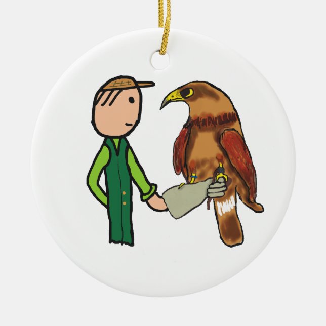 Falconry Ceramic Ornament (Front)