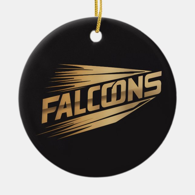 Falcons Golden Speed Typography Design Ceramic Ornament (Front)