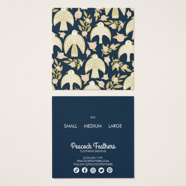 Falcons & Roses Cute Clothing Size Price Hang Tag  (Devant & derrière)