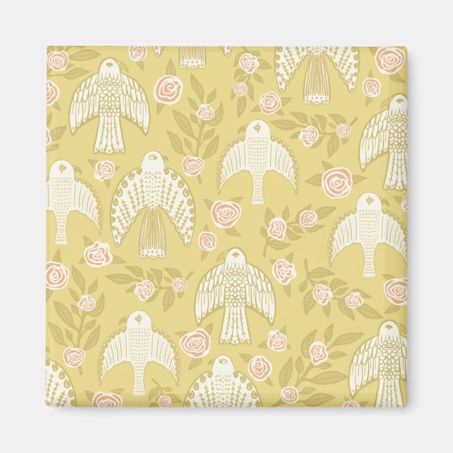 Falcons  & Roses  Pattern Magnet (Front)