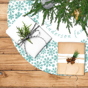 Falda para árbol de navidad, diseño copos nieve brushed polyester tree skirt
