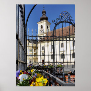 Falkenhayn Fountain Fountain with Grid Sibiu Poster