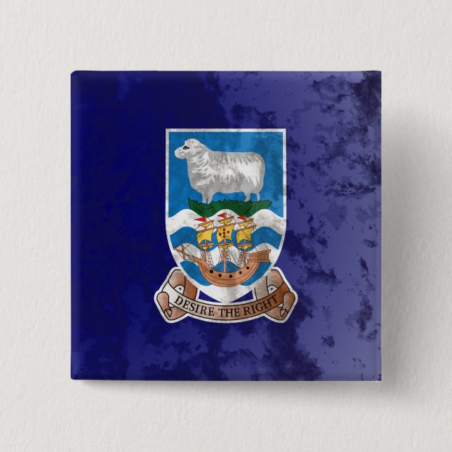 Falkland Islands 2 Inch Square Button (Front)