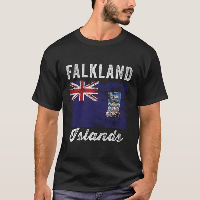 Falkland Islands Flag Distressed - Falkland Island T-Shirt (Front)