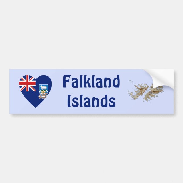 Falkland Islands Flag Heart + Map Bumper Sticker (Front)