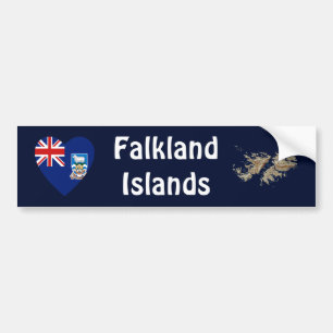 Falkland Islands Flag Heart + Map Bumper Sticker