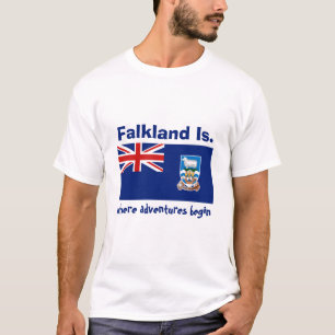 Falkland Islands Flag + Map + Text T-Shirt