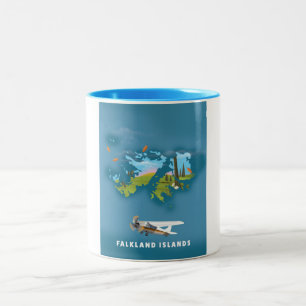 Falkland islands illustrated map Two-Tone coffee mug