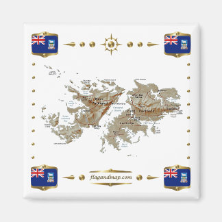 Falkland Islands Map + Flags Magnet
