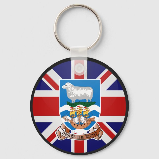 Falkland Islands quality Flag Circle Keychain (Front)