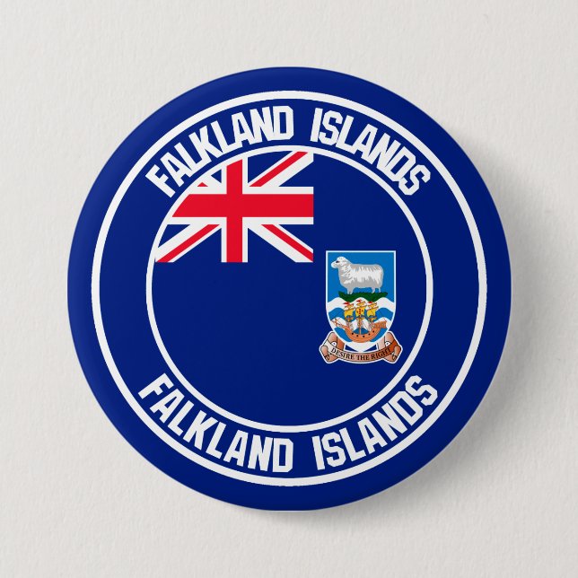 Falkland Islands Round Emblem 3 Inch Round Button (Front)