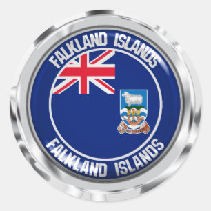 Falkland Islands Round Emblem Classic Round Sticker