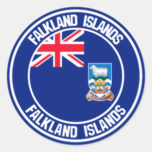 Falkland Islands Round Emblem Classic Round Sticker