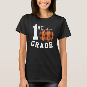 Fall 1st Grade Teacher Buffalo Plaid Pumpkin Women T-Shirt