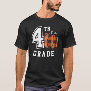 Fall 4th Grade Teacher Buffalo Plaid Pumpkin Women T-Shirt