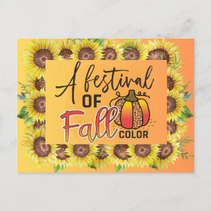 Fall a festival of colour autumn Thanksgiving Postcard