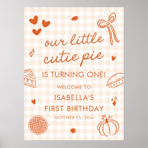 Fall A Little Cutie Pie 1st Birthday Welcome Sign