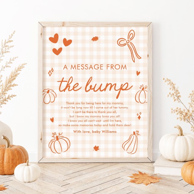 Fall A Little Pumpkin A Message From The Bump Game Poster (Fall A Little Pumpkin A Message From The Bump Game Sign)