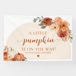 Fall A Little Pumpkin Autumn Floral Baby Shower  Banner