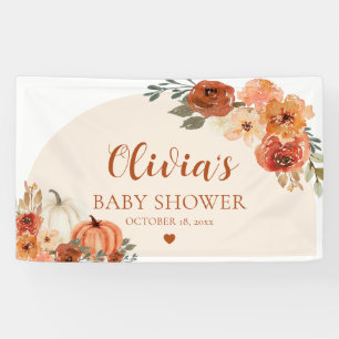 Fall A Little Pumpkin Autumn Floral Baby Shower  Banner
