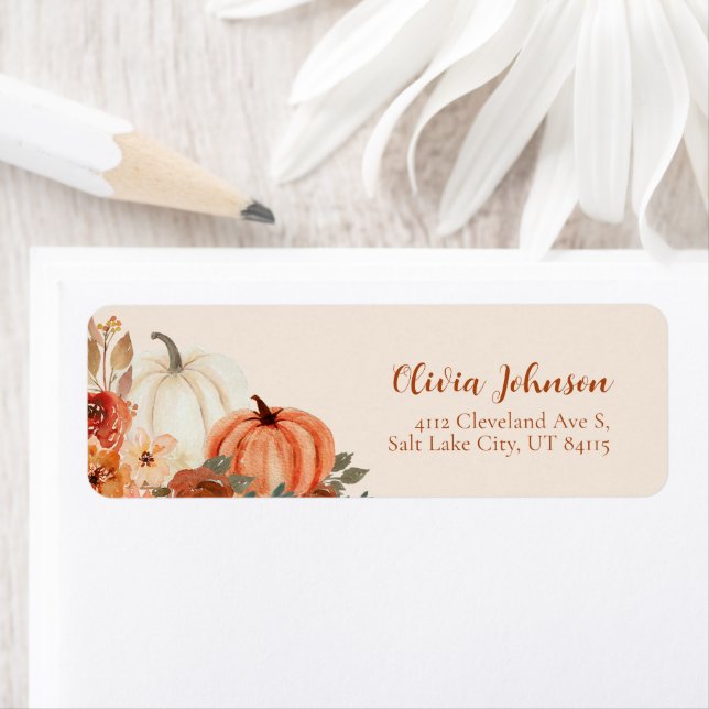 Fall A Little Pumpkin Baby Shower Return Address (Insitu)