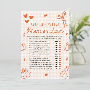 Fall A Little Pumpkin Guess Who Mom or Dad Game Invitation