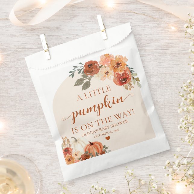 Fall A Little Pumpkin is on the way Baby Shower  Favour Bag (Clipped)