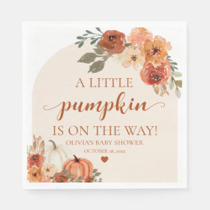 Fall A Little Pumpkin is on the way Baby Shower  Napkin