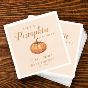 Fall A Little Pumpkin On the Way Baby Shower Napkin