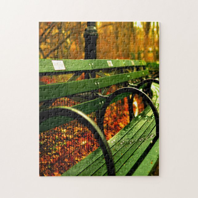 Fall- A Seat in Central Park. Jigsaw Puzzle (Vertical)
