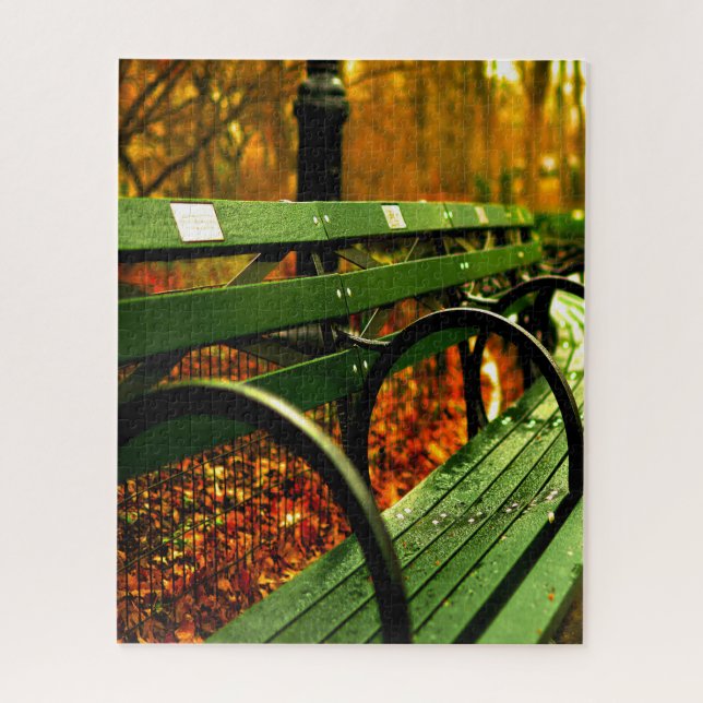 Fall- A Seat in Central Park. Jigsaw Puzzle (Vertical)