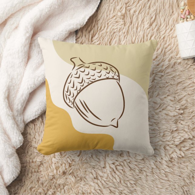 Fall Acorn Abstract Shape Autumn Thanksgiving Gift Throw Pillow (Blanket)