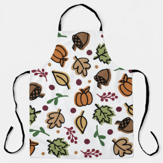 FALL acorns leaves pumpkins Apron