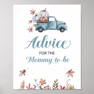 Fall Advice for the Mommy Baby Shower Sign Blue