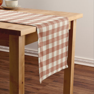 Fall Amaro on Panna Cotta Gingham - plaid pattern. Short Table Runner