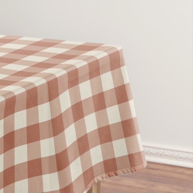 Fall Amaro on Panna Cotta Gingham - plaid pattern. Tablecloth (In Situ)