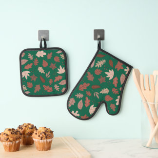 Fall and Autumn Aesthetic Oven Mitt & Pot Holder Set