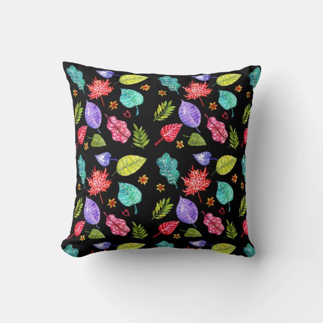 Fall and Autumn Colourful Leaf Foliage Throw Pillo Throw Pillow (Front)