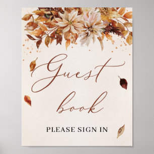 Fall and Autumn Marigold Boho Guest Book Sign