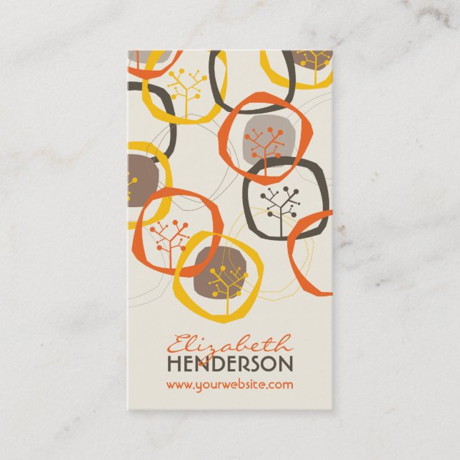 Fall And Autumn Organic Tree Rings Simple Nature Business Card (Front)