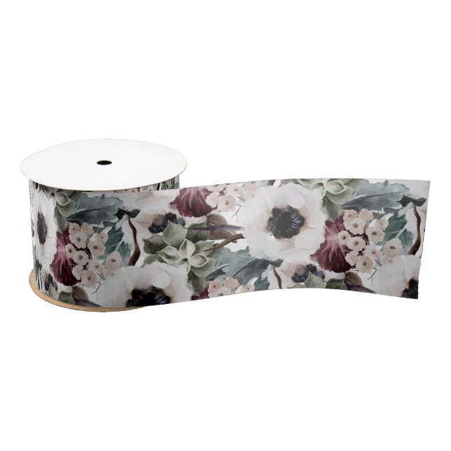 Fall and Winter Floral Ribbon  Satin Ribbon (Spool)