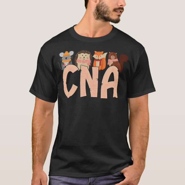 Fall Animal CNA Certified Nursing Assistant Thanks T-Shirt (Front)