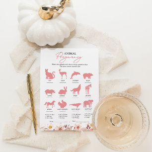 Fall Animal Pregnancy Baby Shower Game Card