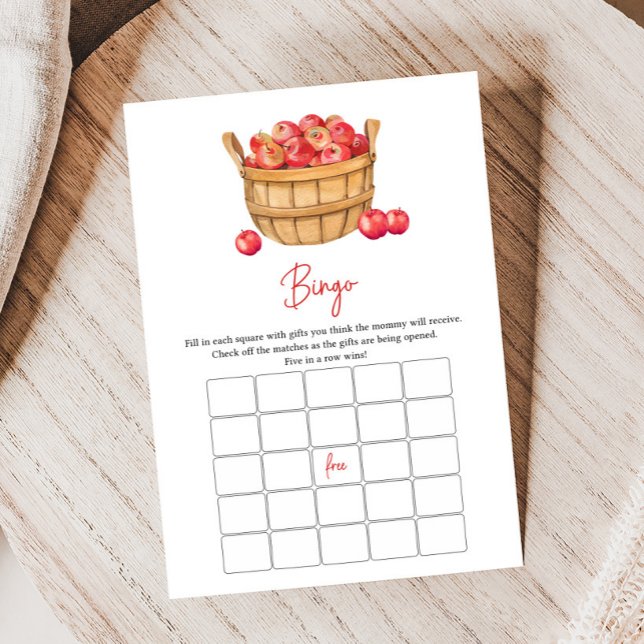 Fall Apple Basket Baby Shower Bingo Game (Apple Baby Shower Game)