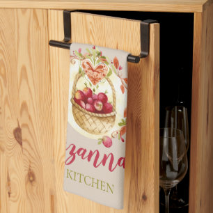 Fall Apple Basket Personalized Kitchen Towel