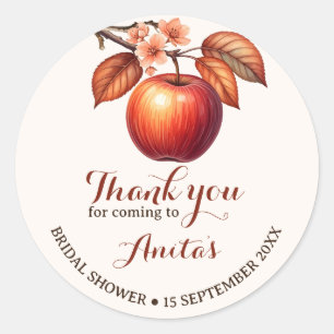 Fall Apple Bridal Shower Classic Round Sticker